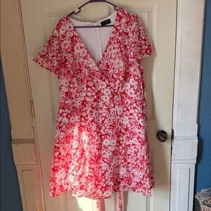 Lane Bryant Red and White Floral Dress